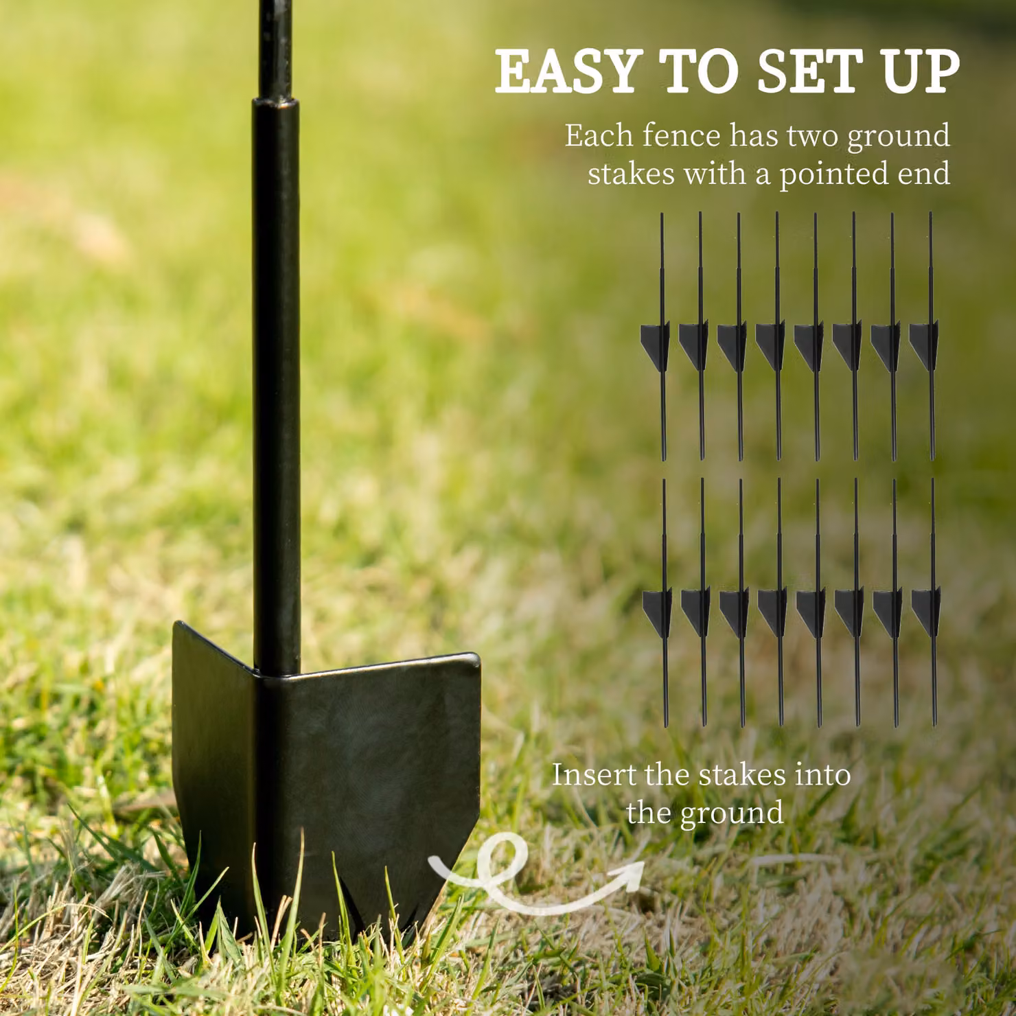 Outsunny Black Decorative Garden Picket Fence Panels, 8-Piece Rustproof Steel Wire Landscape Flower Bed Border Edging – 3