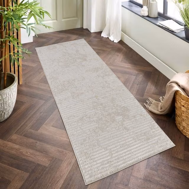 Desire Rugs Perla Modern Abstract Linear Living Room Area Rug in Molten-Beige and Grey, 220 cm