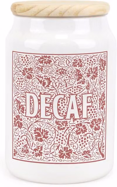 Purely Home Red Oak Leaves and Berries Ceramic Decaf Storage Canister in Red and White