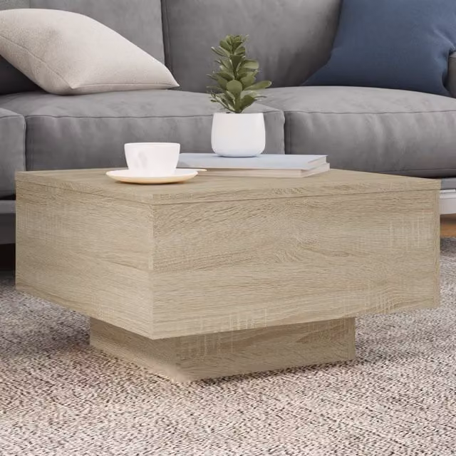 Berkfield Home Sonoma Oak Coffee Table in Brown, W/D/H: 55 x 55 x 31 cm