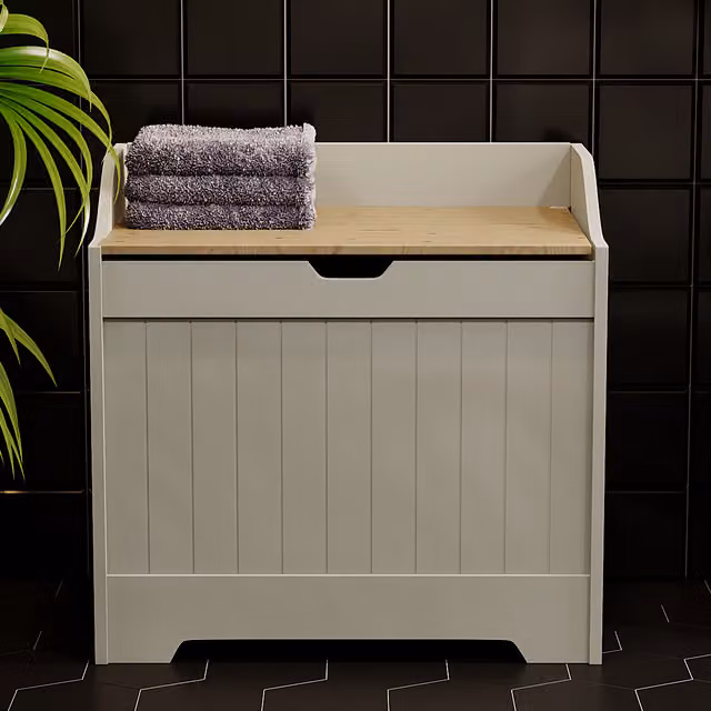 Priano Modern Grey Wood Laundry Chest