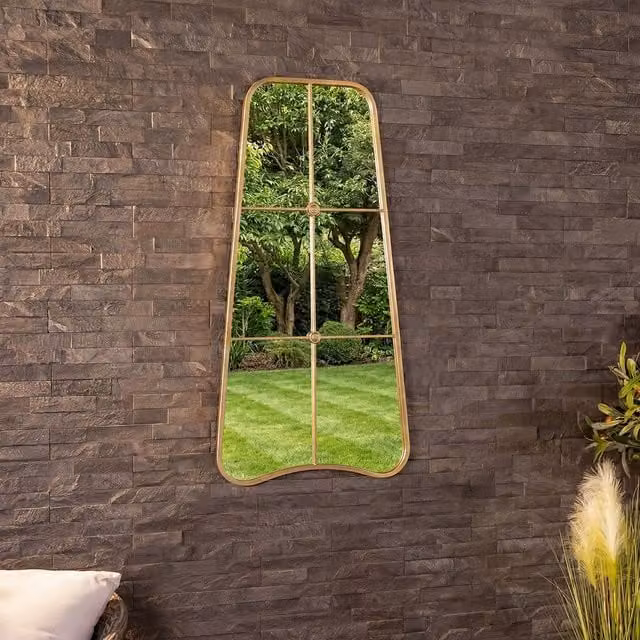 Charles Bentley Copenhagen Gold Weather Resistant Wall Mounted Rectangular Mirror, W: 100 cm, H: 50 cm – 1