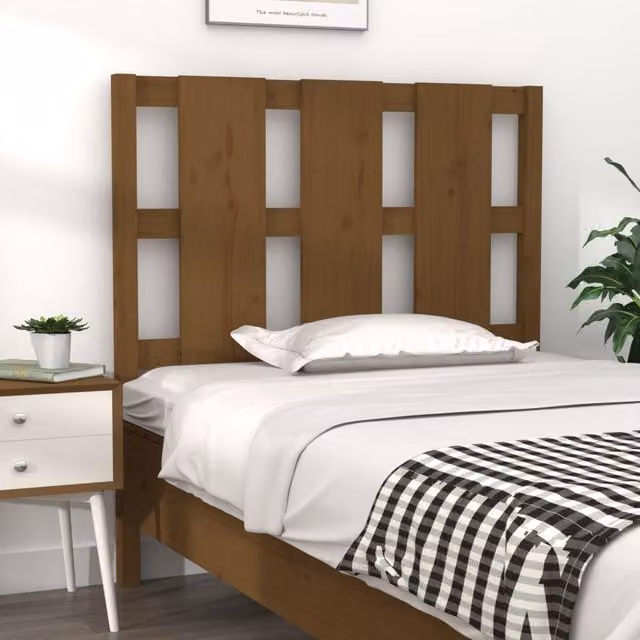 Berkfield Home Rustic Solid Pine Bed Headboard, Honey Brown, W/D/H: 95.5 x 4 x 100 cm