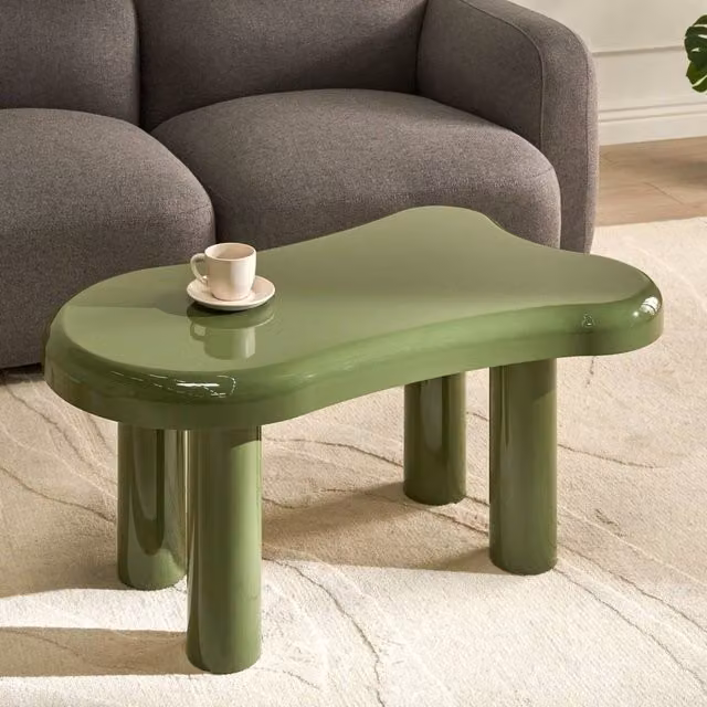 Wyld and Coco Ethos Green Oval MDF Coffee Table W/D/H: 93 x 60 x 44 cm