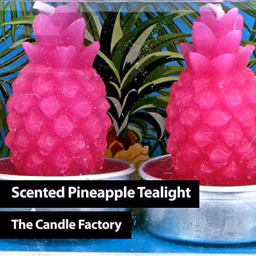 VFM e-Store Tropical Pineapple Scented Tealight Wax Candles, 4 Pack, Pink – 2