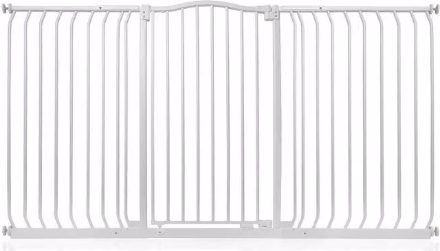 Safetots Extra Tall Curved Top Safety Gate in Matt White, Extendable No-Drill Swing Door for Doors and Stairs, Height: 170 cm