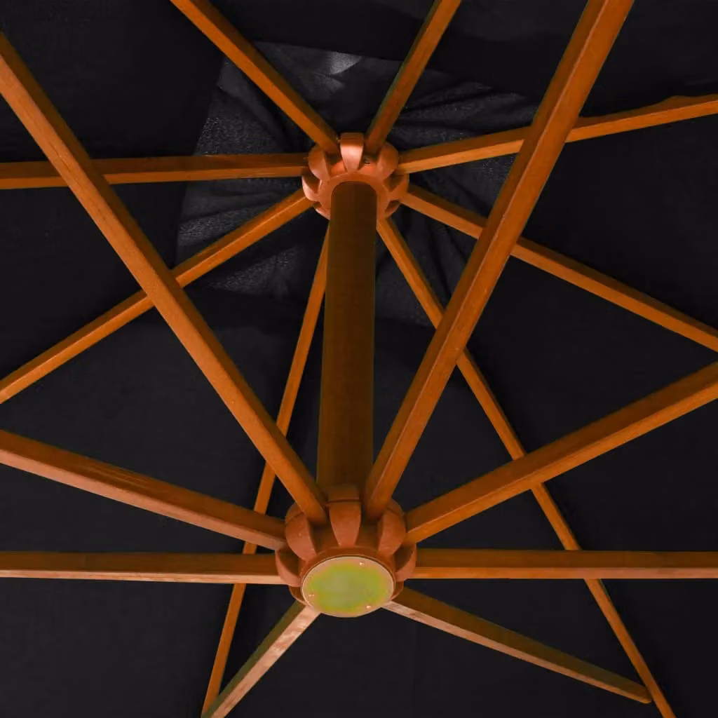 Berkfield Home Black Cantilever Hanging Parasol with Solid Fir Wood Pole, W: 300 cm x D: 300 cm – 3