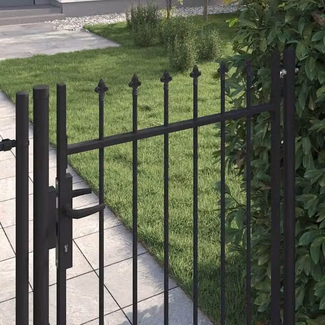 Berkfield Home Durable Steel Single Door Fence Gate with Spike Top, Black, W: 100 cm, H: 120 cm – 1