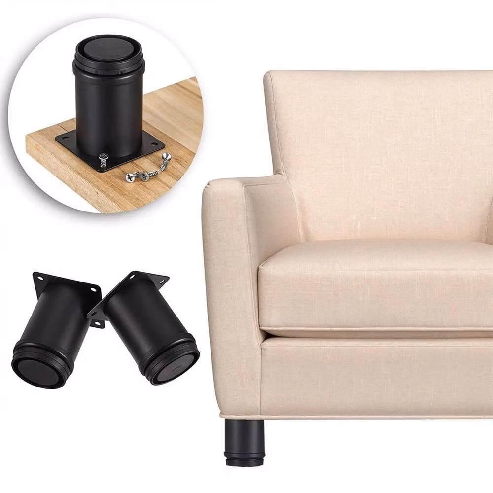 NESTLUNE 4-Piece Set of Adjustable Matt Black Metal Furniture Legs, Height: 10 cm – 4