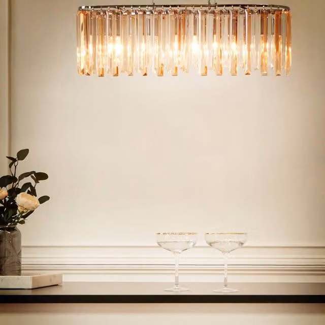 Wyld and Coco Chrome Crystal Chandelier Pendant Light in Silver with Adjustable Cord
