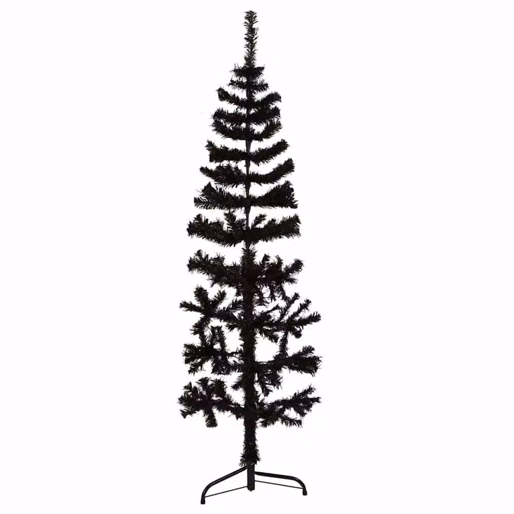 Berkfield Home Slim Artificial Half Christmas Tree with Stand, Black, Height: 150 cm – 2