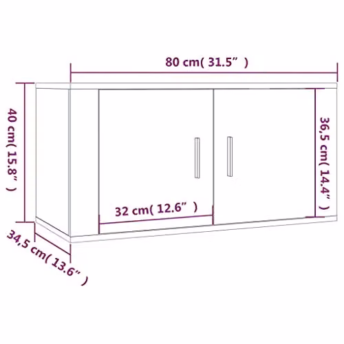 vidaXL Wall Mounted TV Cabinet in Brown, W/D/H: 80 x 40 x 40 cm – 3