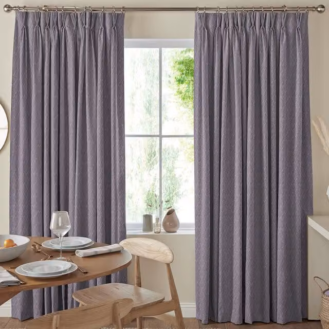 Simply Collection Purple Blackout Fabric Panel Curtain with Modern Graphic Design