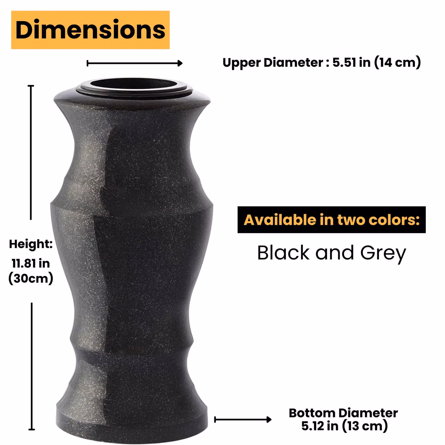 Novecrafto Black Granite Memorial Vase for Flowers, Solid Stone Tabletop Design for Cemetery or Garden – 3