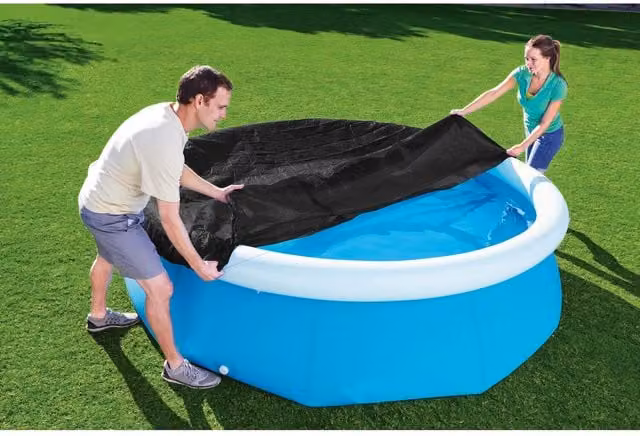 Bestway Blue Round Outdoor Paddling Pool Cover with Drain Holes and Ropes