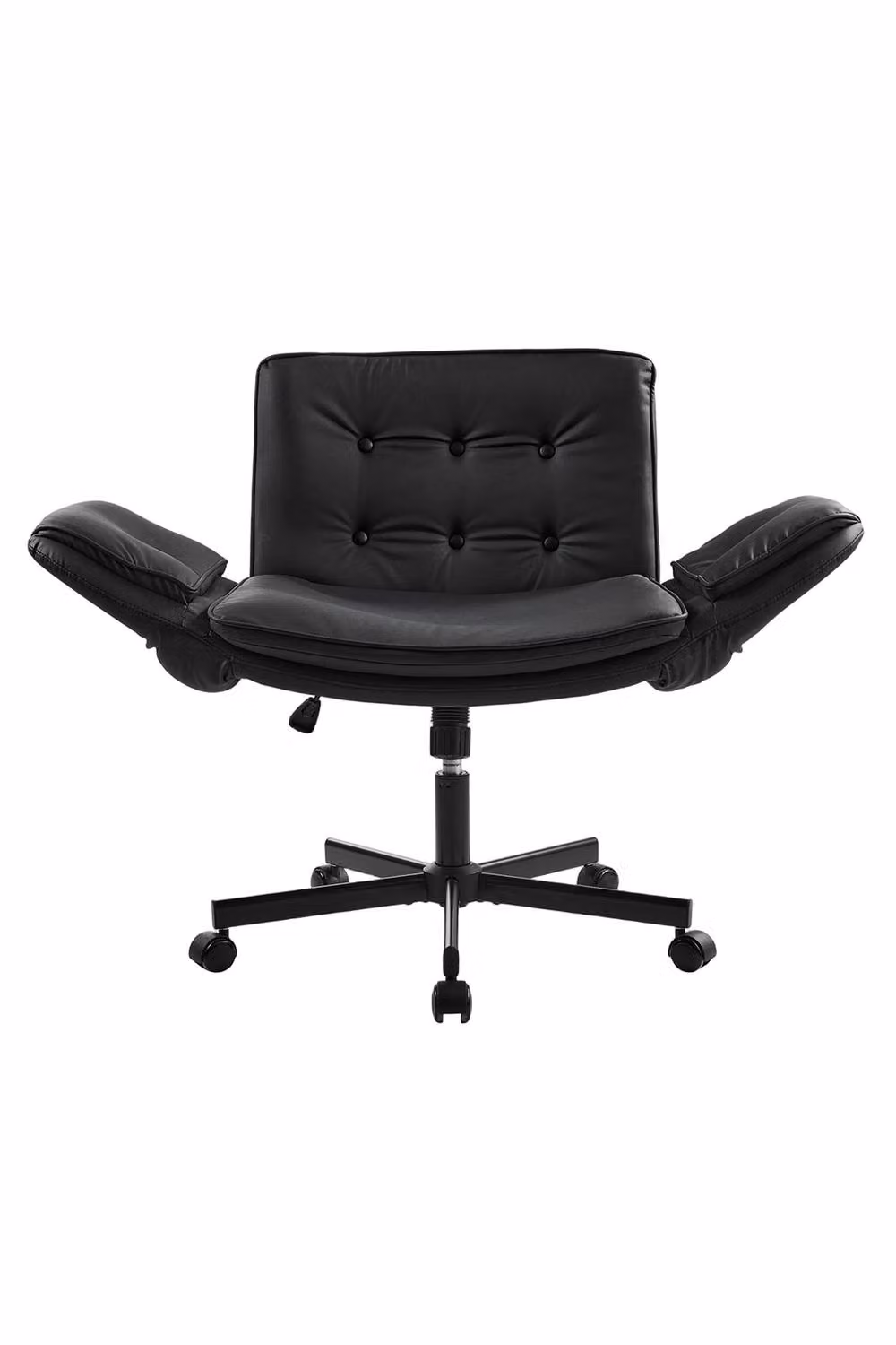 Living and Home Criss Cross Black PU Leather Office Task Chair with Adjustable Armrests and Wheels – 5