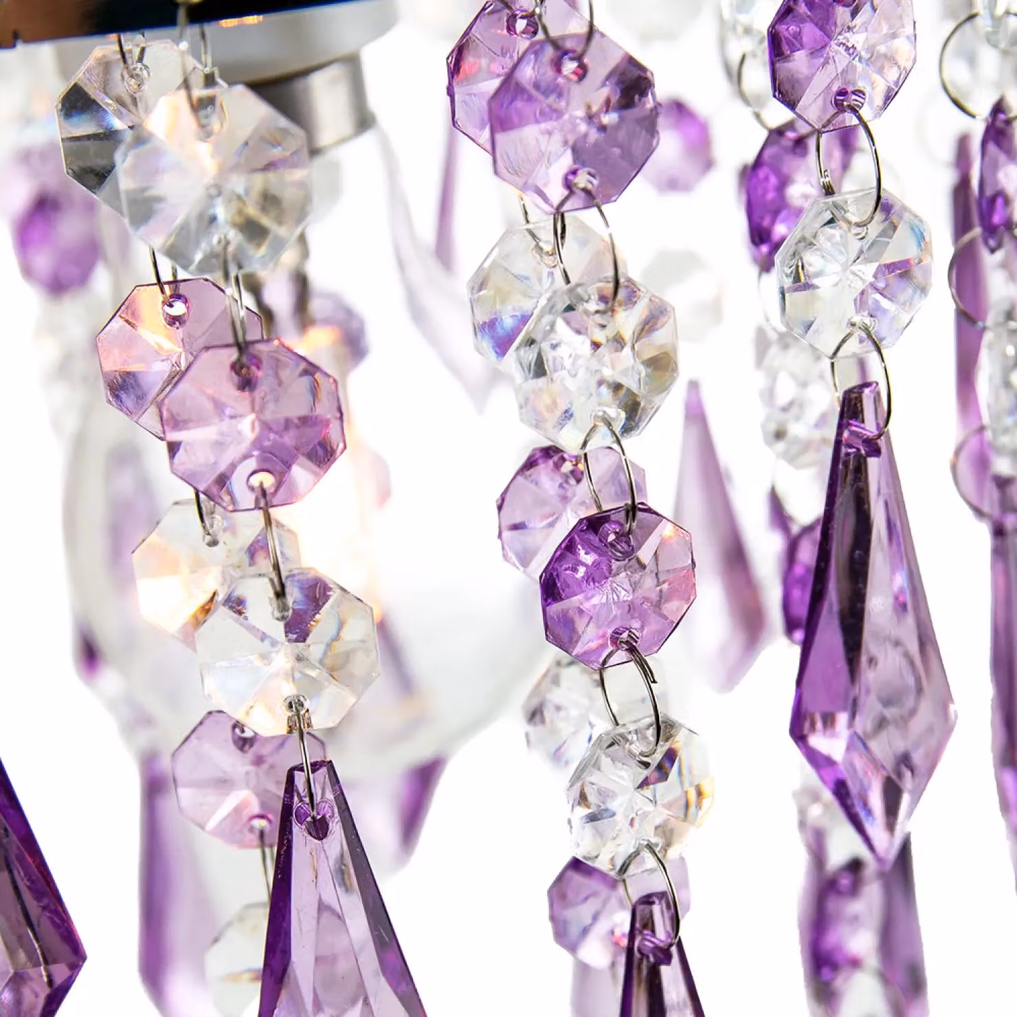 Happy Homewares Modern Waterfall Design Pendant Shade with Purple and Transparent Acrylic Droplets and Beads – 2