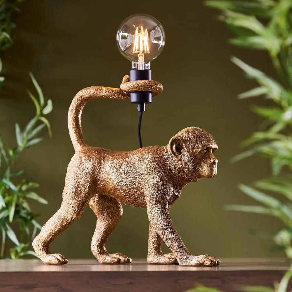 Netlighting Capuchin Table Lamp in Gold and Black with Transparent Glass Sphere, H: 39.5 cm, W: 37.5 cm, D: 13.5 cm – 2