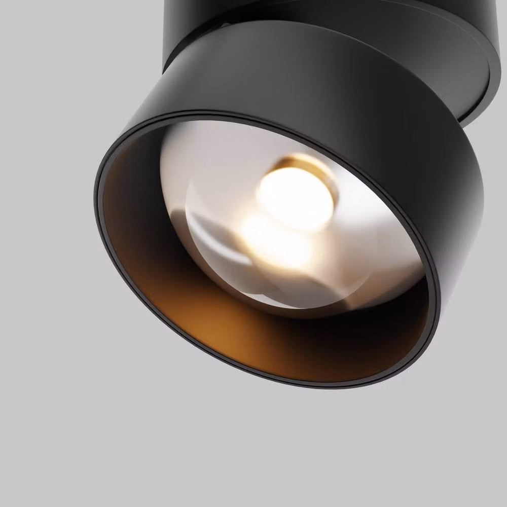 Netlighting Lens LED Surface Mounted Downlight, Black, 3000K Warm White – 2