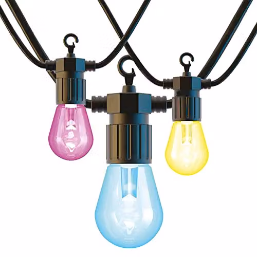 E Smart Wi-Fi RGB+WW LED Sphere String Light with 12 Bulbs and Power Supply, Multicolour, 7.3m