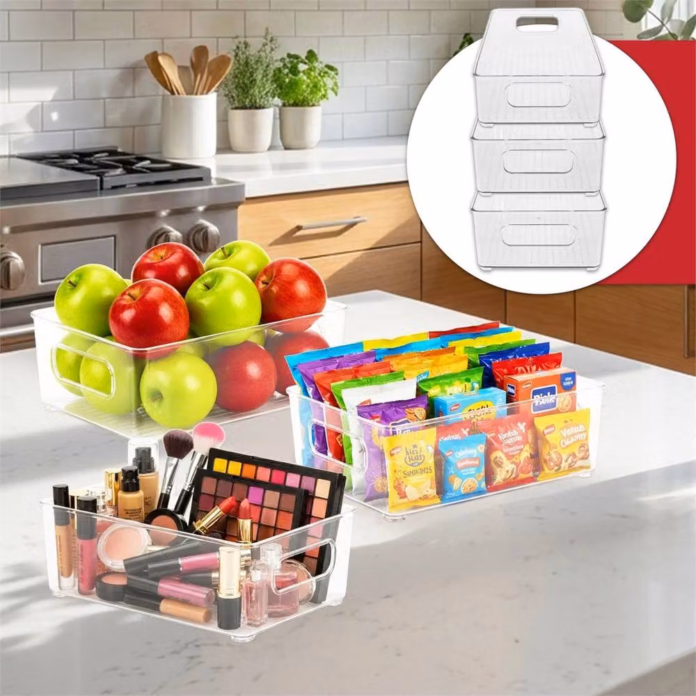 Nordara 6-Piece Stackable and Nestable Clear Plastic Fridge Storage Container Set – 3