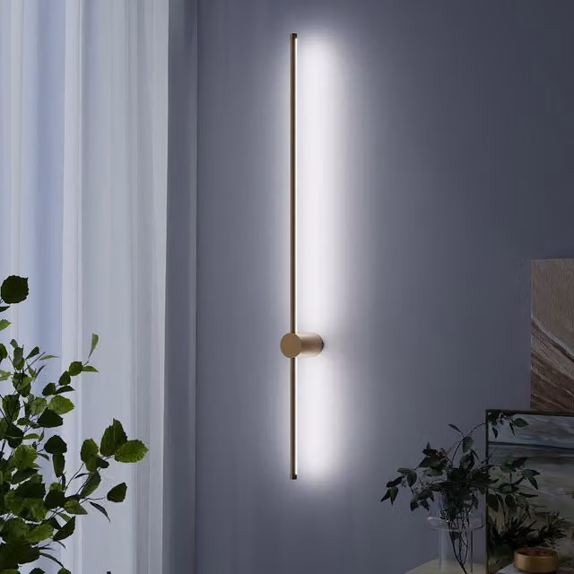 Lifeideas Rotatable LED Cylinder Wall Light in Gold and White, 100 cm, Cool White Light