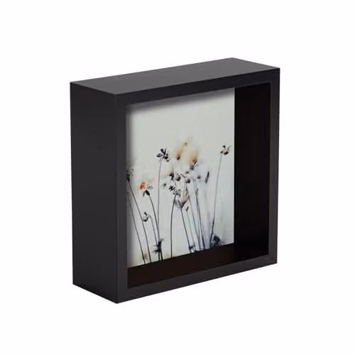 Nicola Spring 3D Shadow Box Photo Frame, Black, W/D/H: 15 x 15 x 16.5 cm