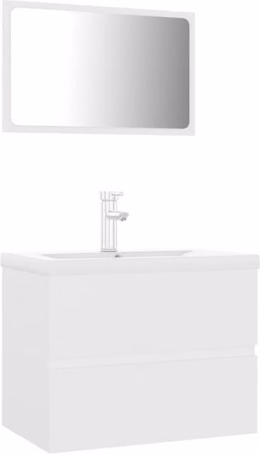Berkfield Home Modern White Bathroom Furniture Set with Vanity Unit and Mirror Cabinet