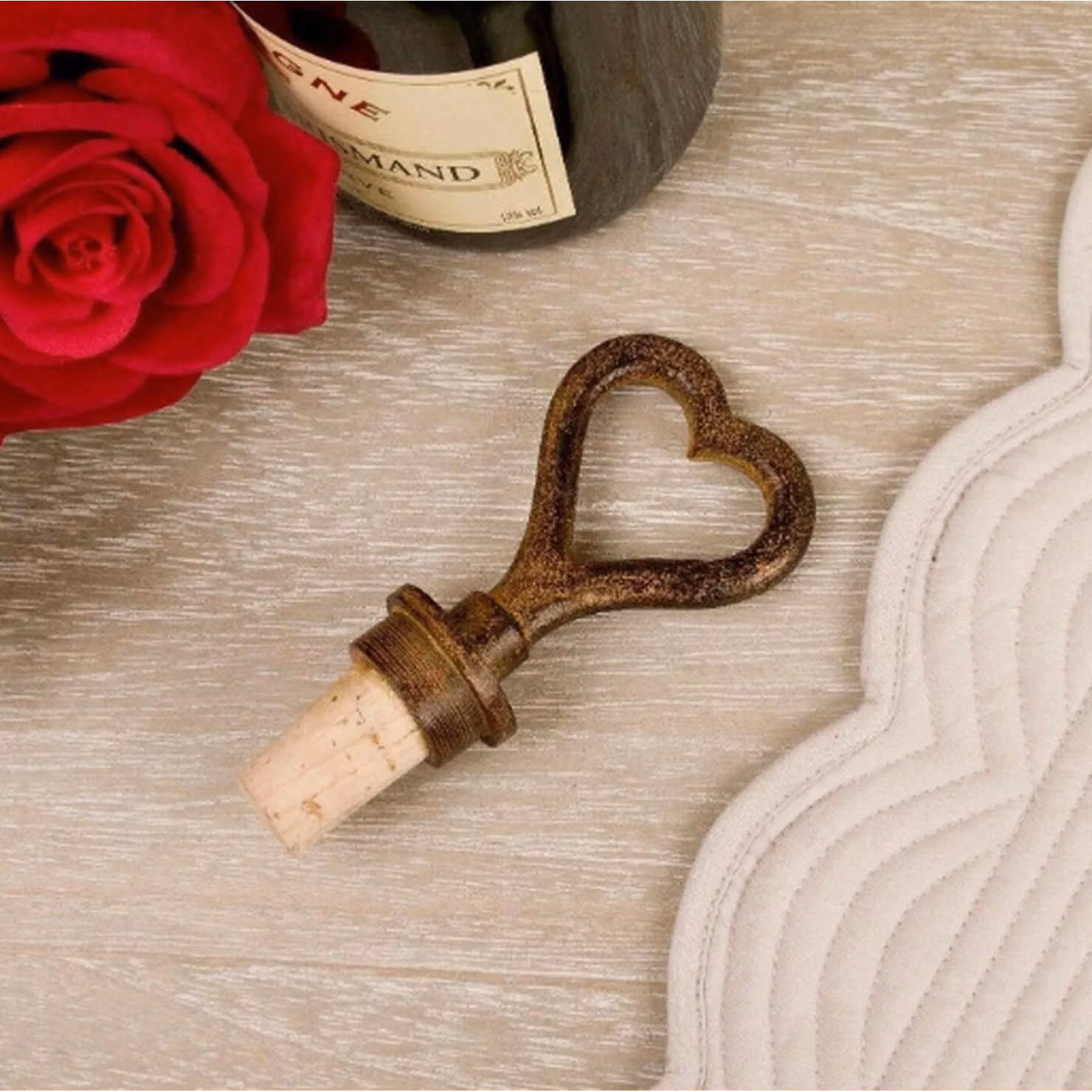 Marco Paul Cast Iron Heart Wine Cork Bottle Stopper in Brown – 2