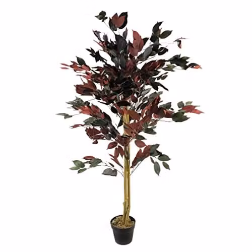 Leaf Extra Large Artificial Ficus Tree in Green, Red and Yellow, Height: 120 cm – 1