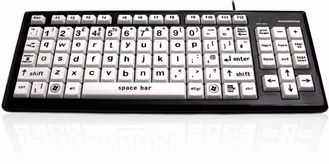Accuratus Monster 2 USB-A High Contrast Membrane Keyboard in Black, White or Yellow – 4