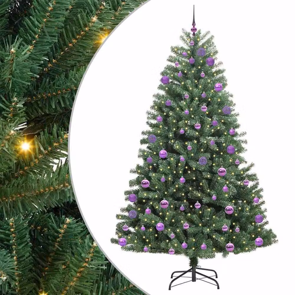 Berkfield Home Artificial Hinged Christmas Tree in Green, Height: 240 cm – 2
