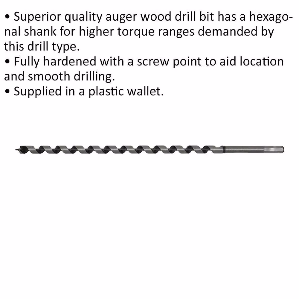 Loops Silver Hardened Auger Wood Drill Bit with Hexagonal Shank, Diameter: 14 mm, Length: 460 mm – 2