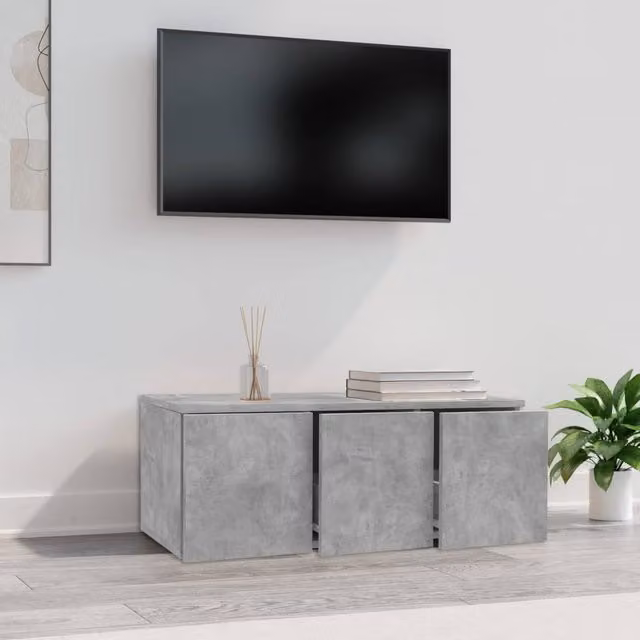 Berkfield Home TV Cabinet in Concrete Grey, W/D/H: 80 x 34 x 30 cm