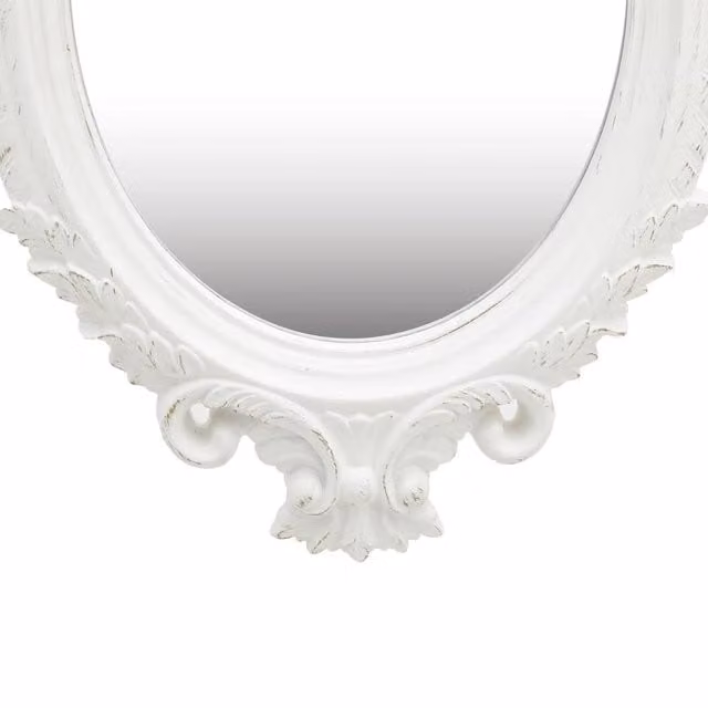 Berkfield Home Castle Style Oval Wall Mirror in White, W: 56 cm, H: 76 cm