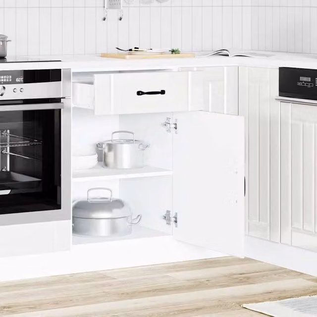Berkfield Home Lucca Kitchen Base Cabinet in High Gloss White Engineered Wood, H 81.5 x W 50.0 x D 46.0 cm – 1