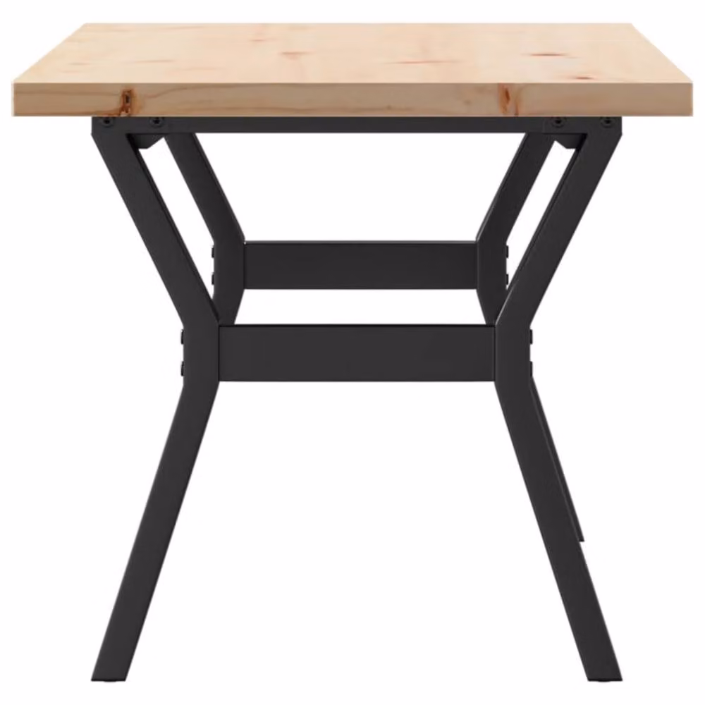 Berkfield Home Y-Frame Coffee Table in Brown Solid Pine and Steel, W: 100 cm, D: 50 cm, H: 45.5 cm – 3