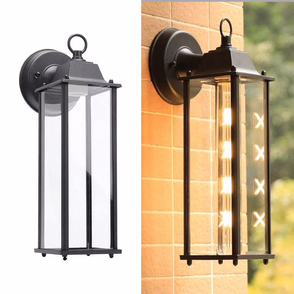 PAWNORA Black Outdoor Wall Lantern with Transparent Glass for Gardens – 3