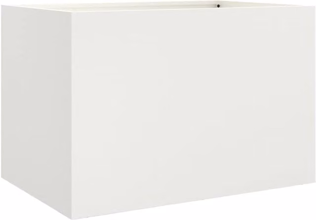 Berkfield Home Steel Planter Tub, White, W: 62 cm, D: 40 cm, H: 39 cm