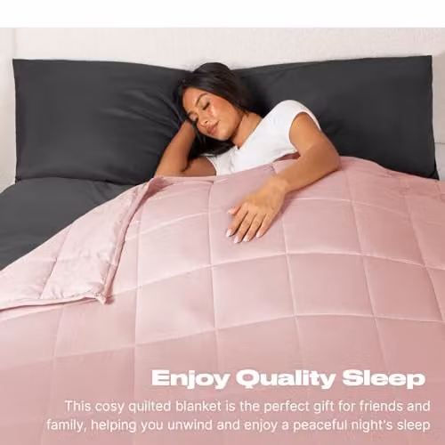 Brentfords Weighted Blanket for Adults with Micro Glass Beads, Pink, W: 150 cm, D: 200 cm, 8kg – 2
