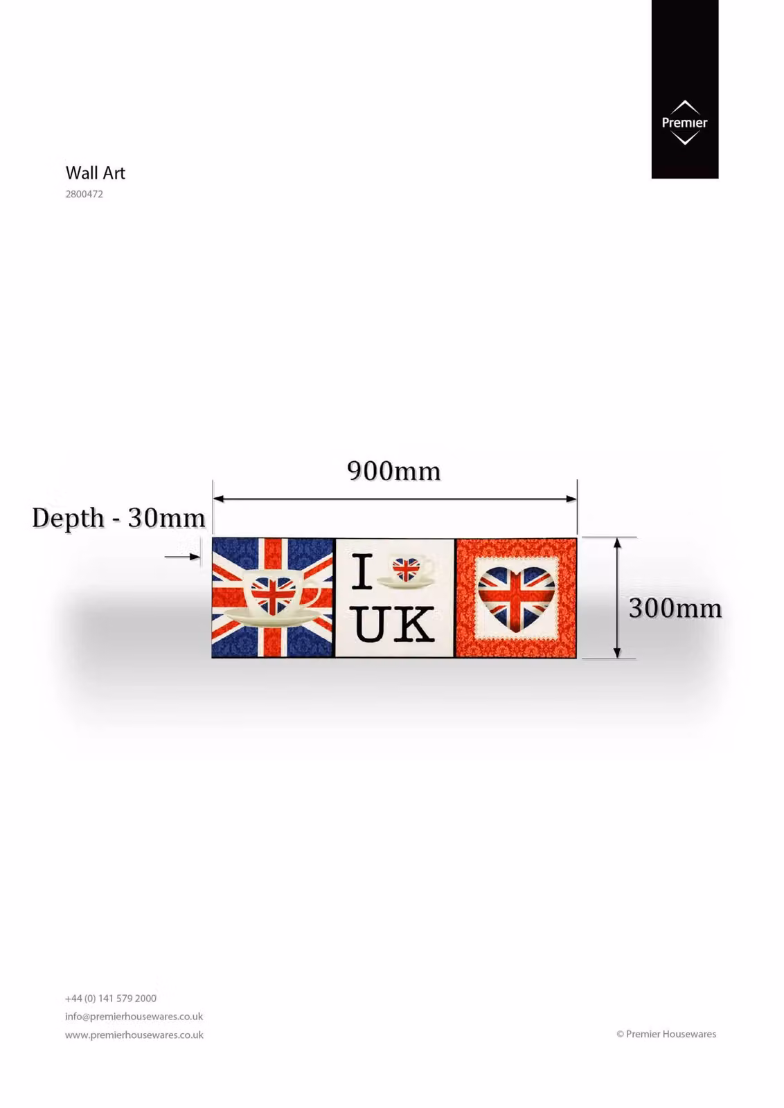 Orsina I Love UK Multicolour Canvas Wall Art with Modern Typography and Heart Design – 2