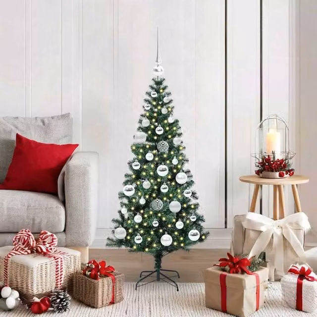 Berkfield Home Pre-lit Artificial Christmas Tree, Green, Height: 120 cm
