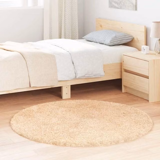 Berkfield Home NAVARRA Shaggy High Pile Rug, Beige, W/D/H: 120 x 120 x 1 cm