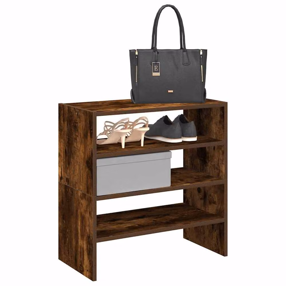 Berkfield Home Stackable Shoe Racks, 2 Piece Set, Smoked Oak Brown, W: 60 cm, D: 30 cm, H: 30.5 cm – 2