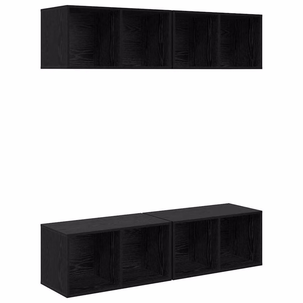 Berkfield Home Wall TV Cabinet, 4 Piece Black Oak Engineered Wood, W/D/H: 37 x 37 x 72 cm – 3