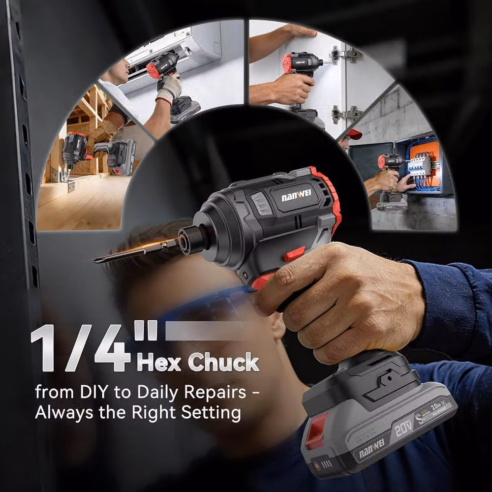 NANWEI Brushless Impact Driver with 240Nm Torque and 4-Speed Settings, Black and Multicolour – 4
