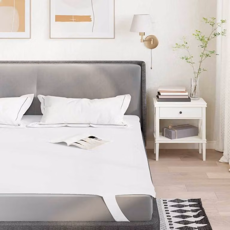 Berkfield Home Waterproof Mattress Protector, White, W/D/H: 140 x 190 cm