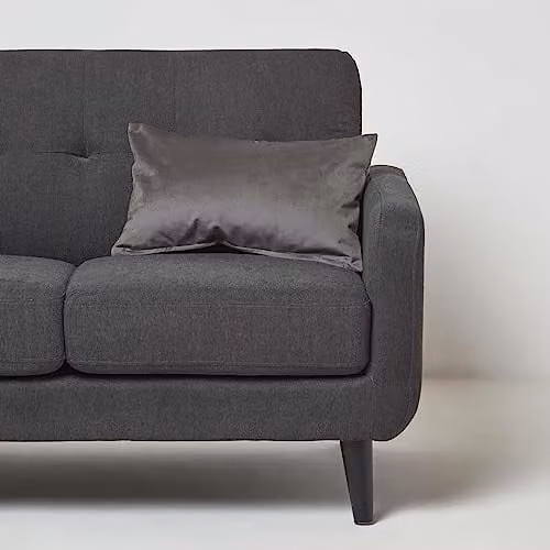 Homescapes Grey Velvet Rectangular Scatter Cushion with Microfibre Insert W: 50 cm, D: 30 cm, H: 30 cm – 2
