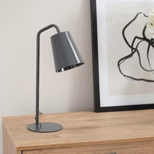 ValueLights Grey Metal Arched Table Lamp with LED Bulb – 2