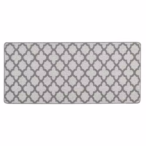 My Mat Moroccan Tile Silver and Grey Stain Resistant Non-Slip Runner, W: 67 cm, L: 150 cm